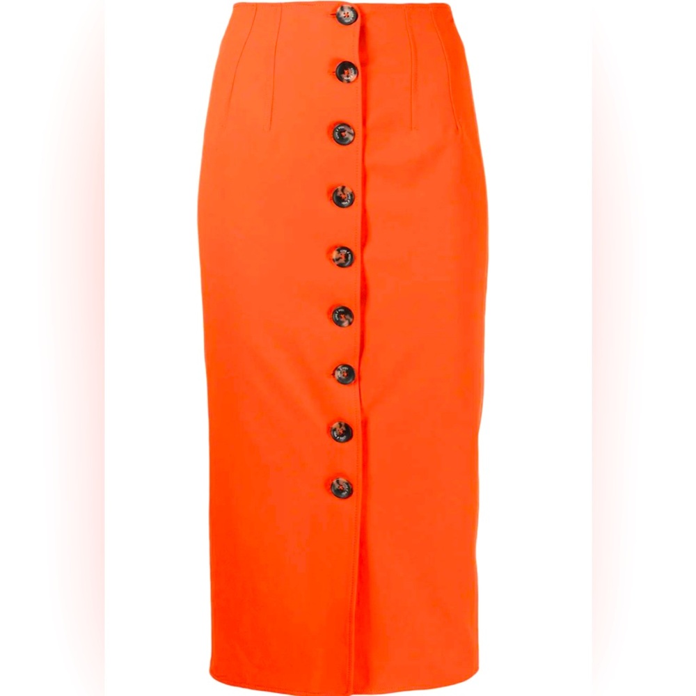 Cinq a Sept Women’s Sz 2 Orange Button Up Pencil Skirt
